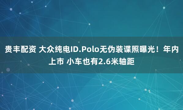 贵丰配资 大众纯电ID.Polo无伪装谍照曝光！年内上市 小车也有2.6米轴距
